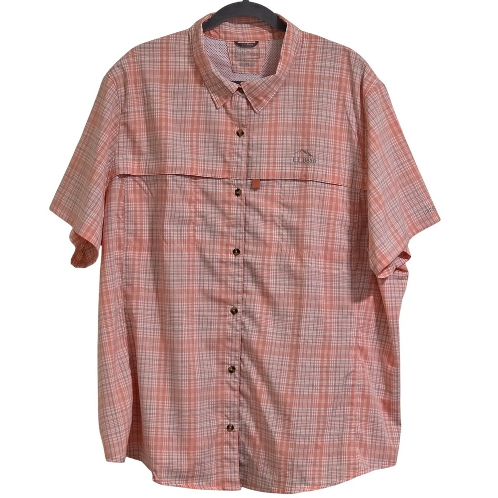 LL Bean Tropicwear Shirt Women's Plus 3X Plaid Fishing Vented Top Outdoor UPF